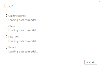 Power BI for FHIR - Power Query Editor Window (Data Load Tables)
